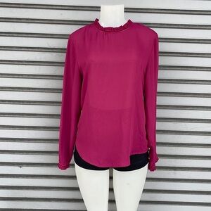 Bingo Women’s Long Sleeve Sheer Mock Neck Top Size L